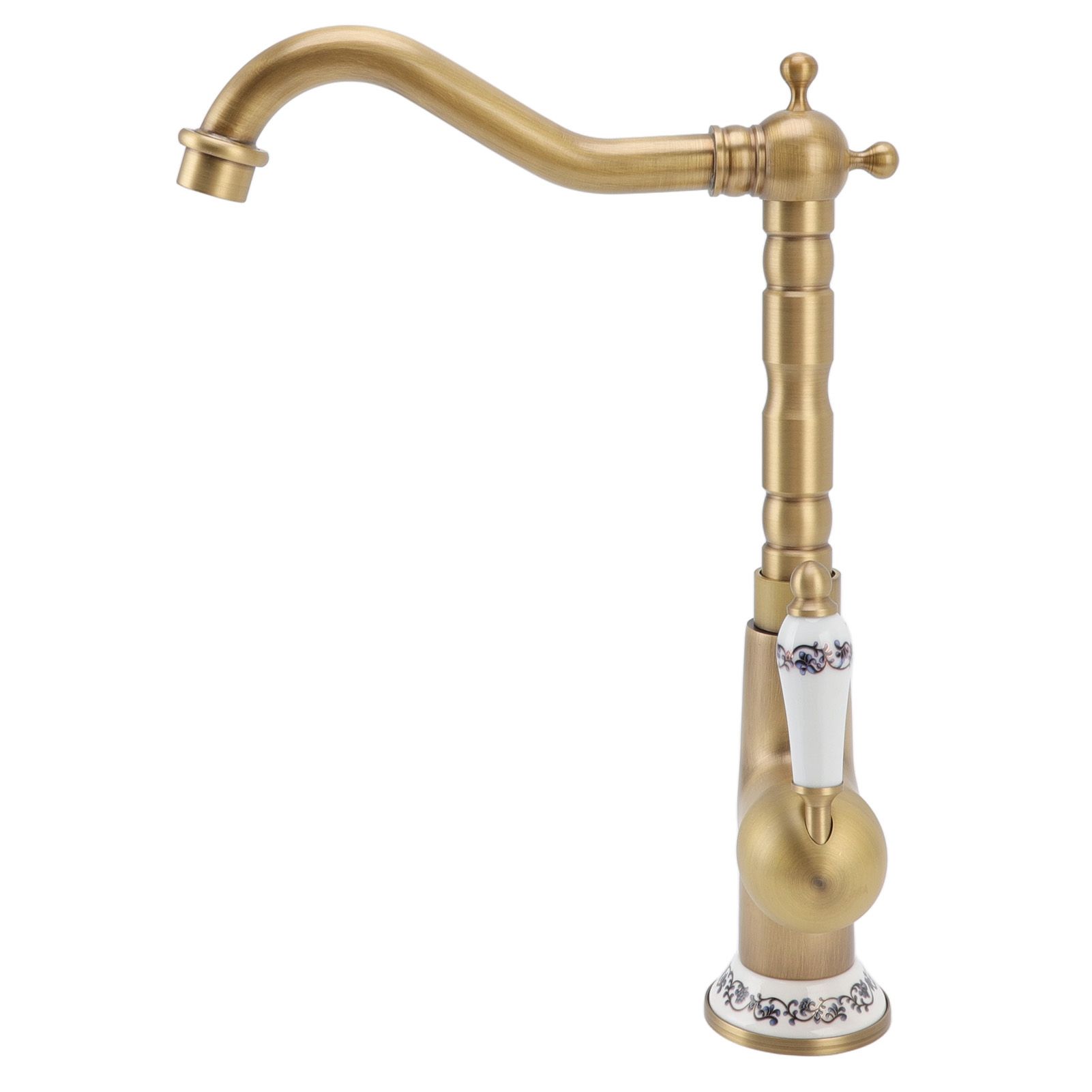 Antique Kitchen Faucet Gold All Copper European Antique Hot Cold Mixed 360° Rotating Kitchen Bathroom Sink Faucet Antique Color - Image 8