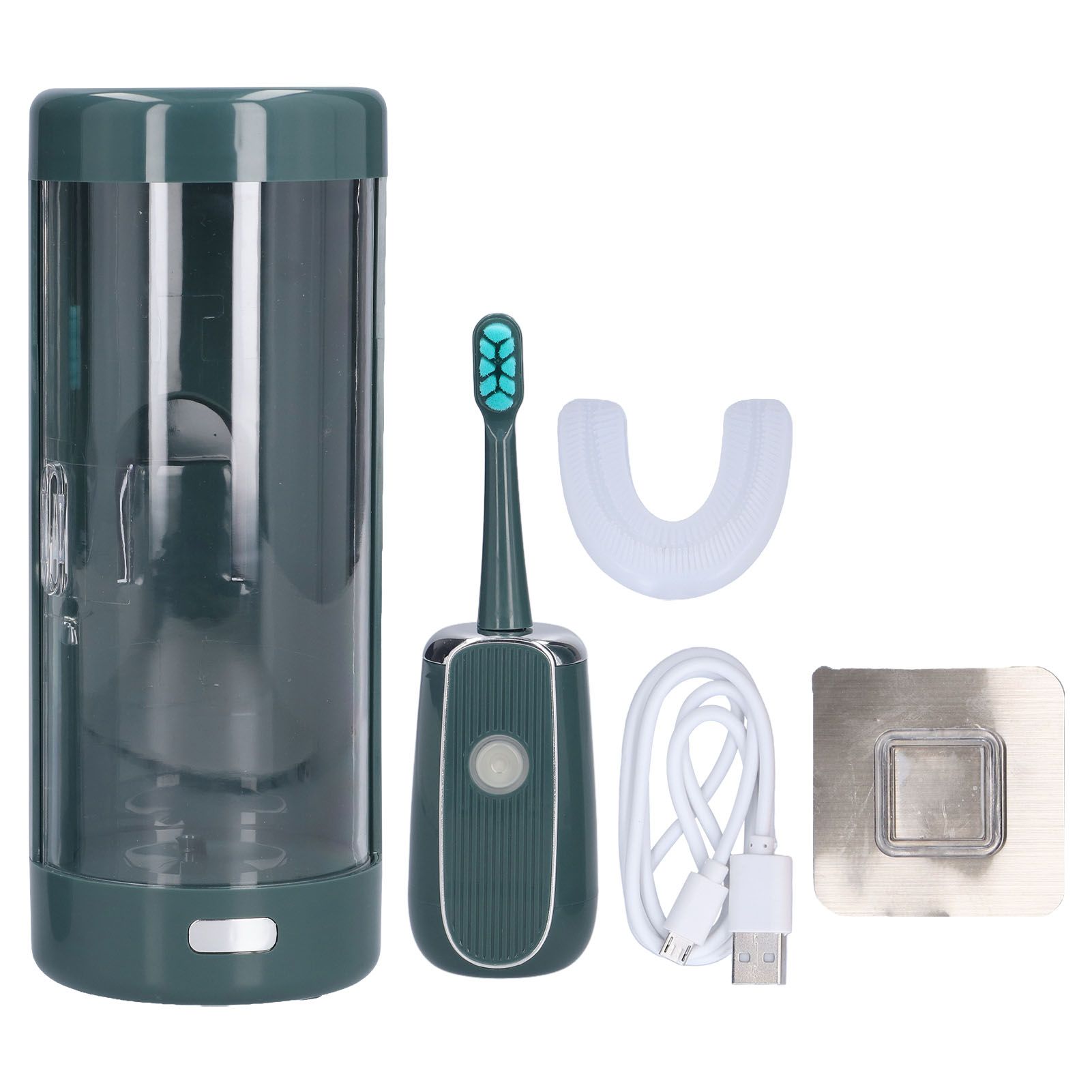 Electric Toothbrush Portable USB Charging IPX7 Waterproof Ultrasonic Toothbrush with Sterilization BoxGreen - Image 1