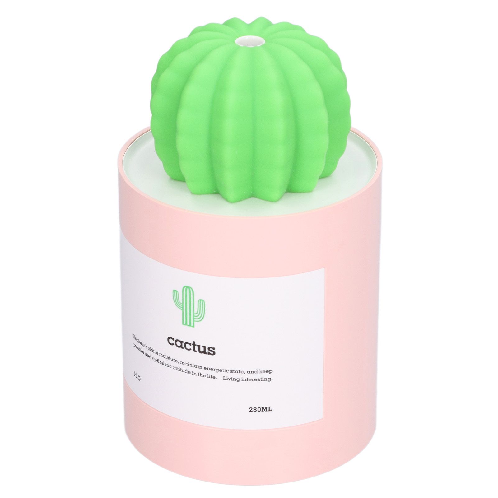 280ml Cactus Desktop Humidifier USB Power Supply Mute Nano Atomization HumidifierPink - Image 3