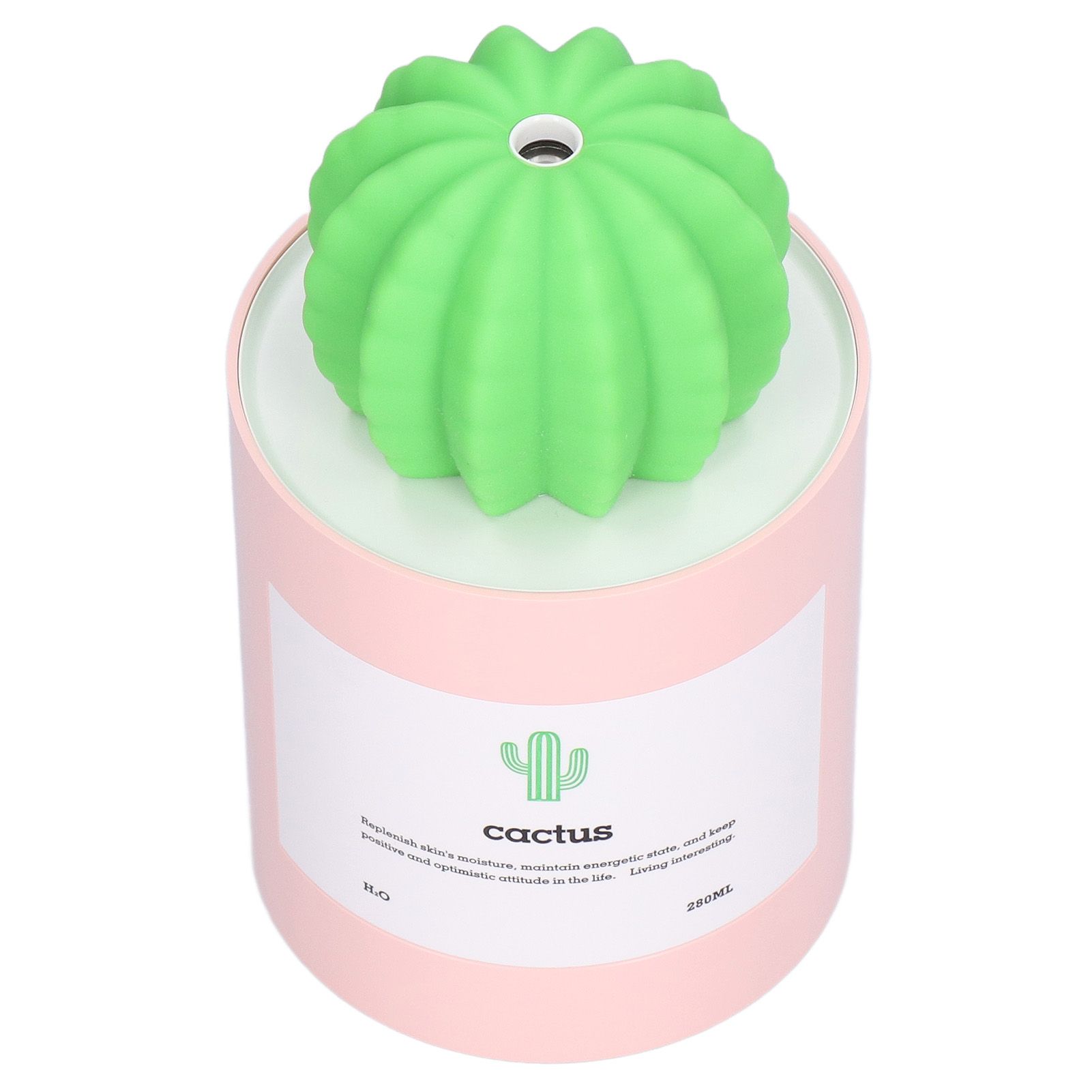 280ml Cactus Desktop Humidifier USB Power Supply Mute Nano Atomization HumidifierPink - Image 6