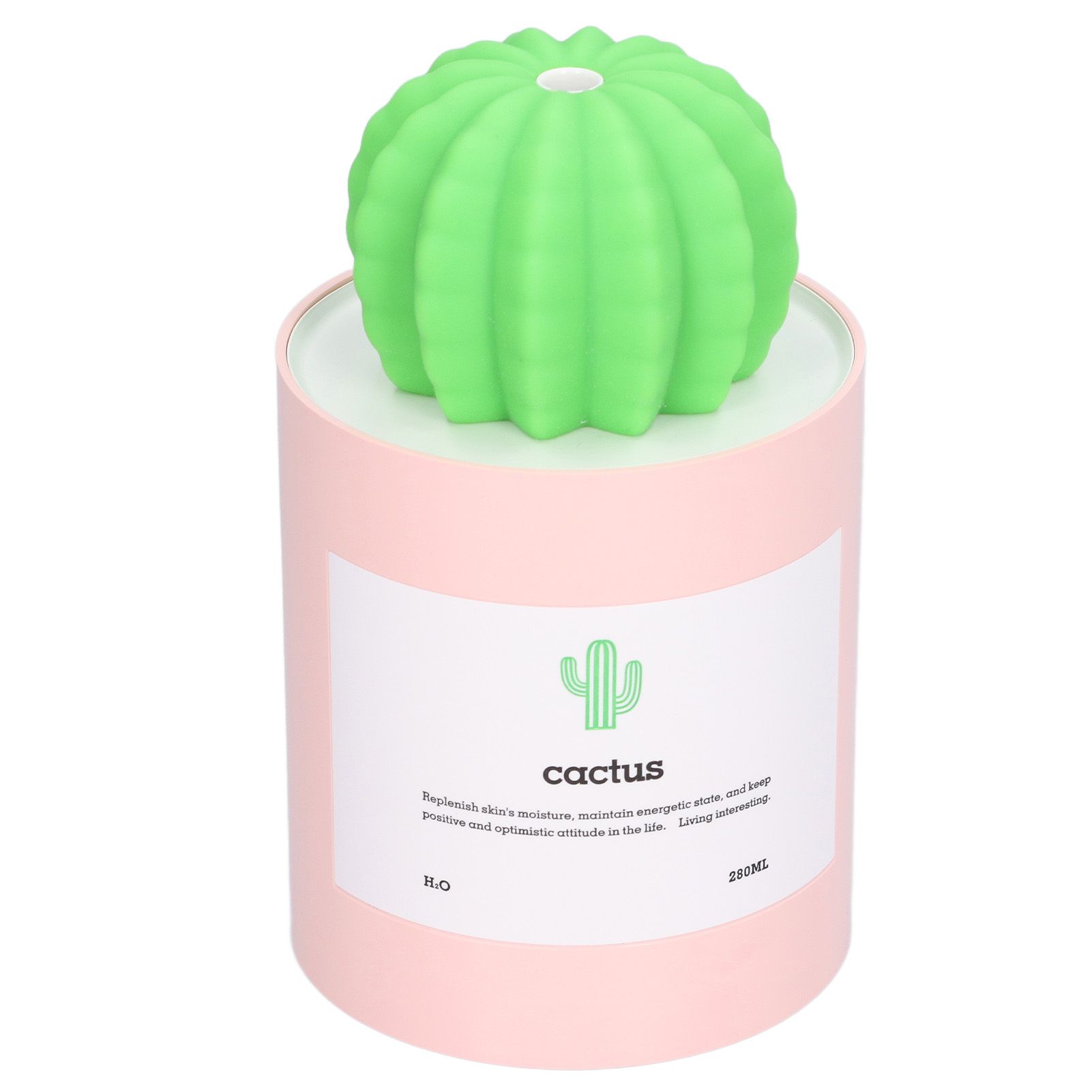 280ml Cactus Desktop Humidifier USB Power Supply Mute Nano Atomization HumidifierPink - Image 7