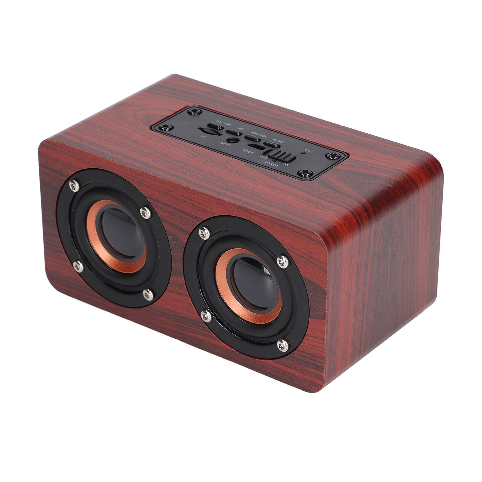 Speaker Portable Red Dual Speakers Voice Call Usb Charging Wooden Speaker Subwoofer - Image 2