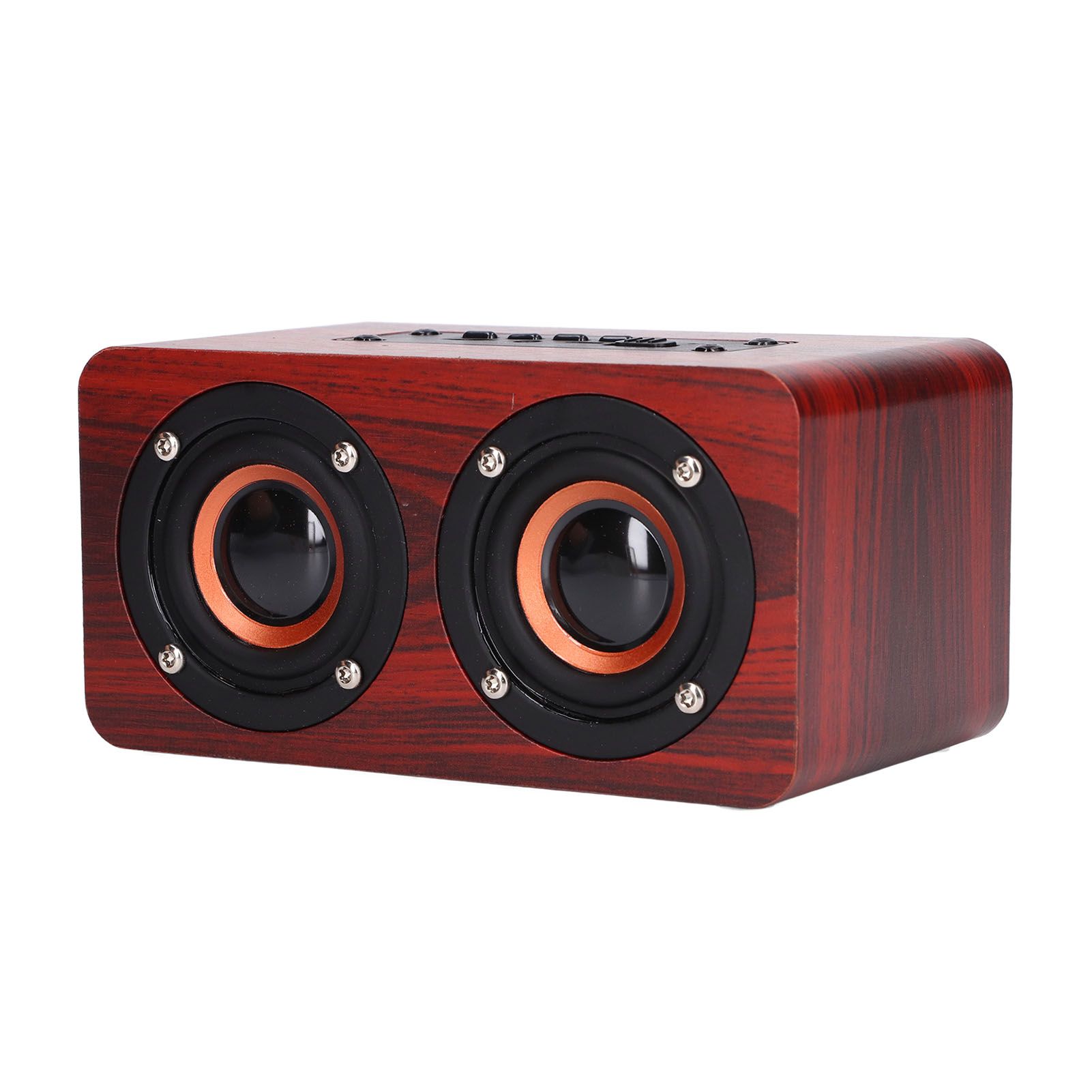 Speaker Portable Red Dual Speakers Voice Call Usb Charging Wooden Speaker Subwoofer - Image 3