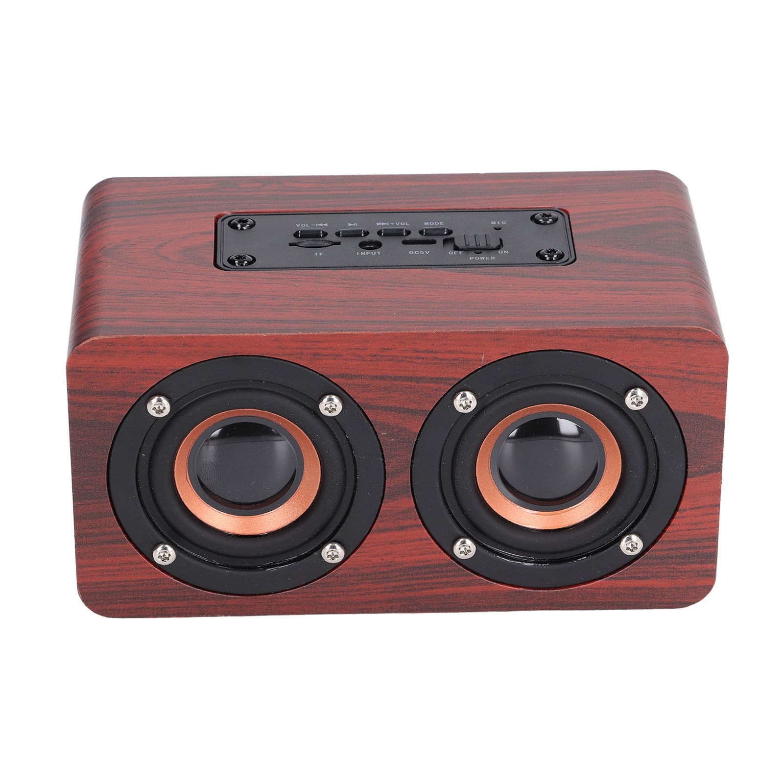 Speaker Portable Red Dual Speakers Voice Call Usb Charging Wooden Speaker Subwoofer - Image 4