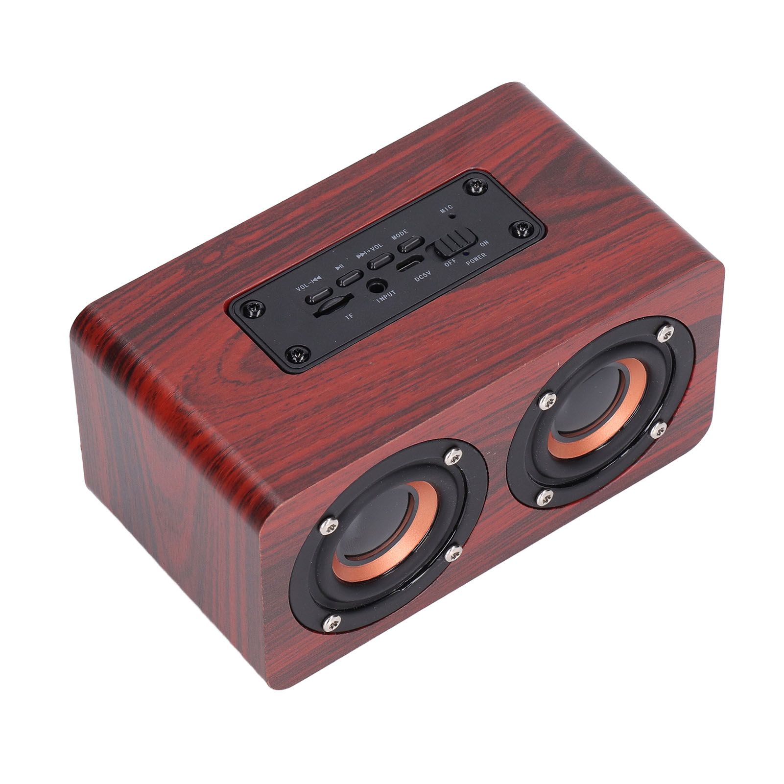 Speaker Portable Red Dual Speakers Voice Call Usb Charging Wooden Speaker Subwoofer - Image 5