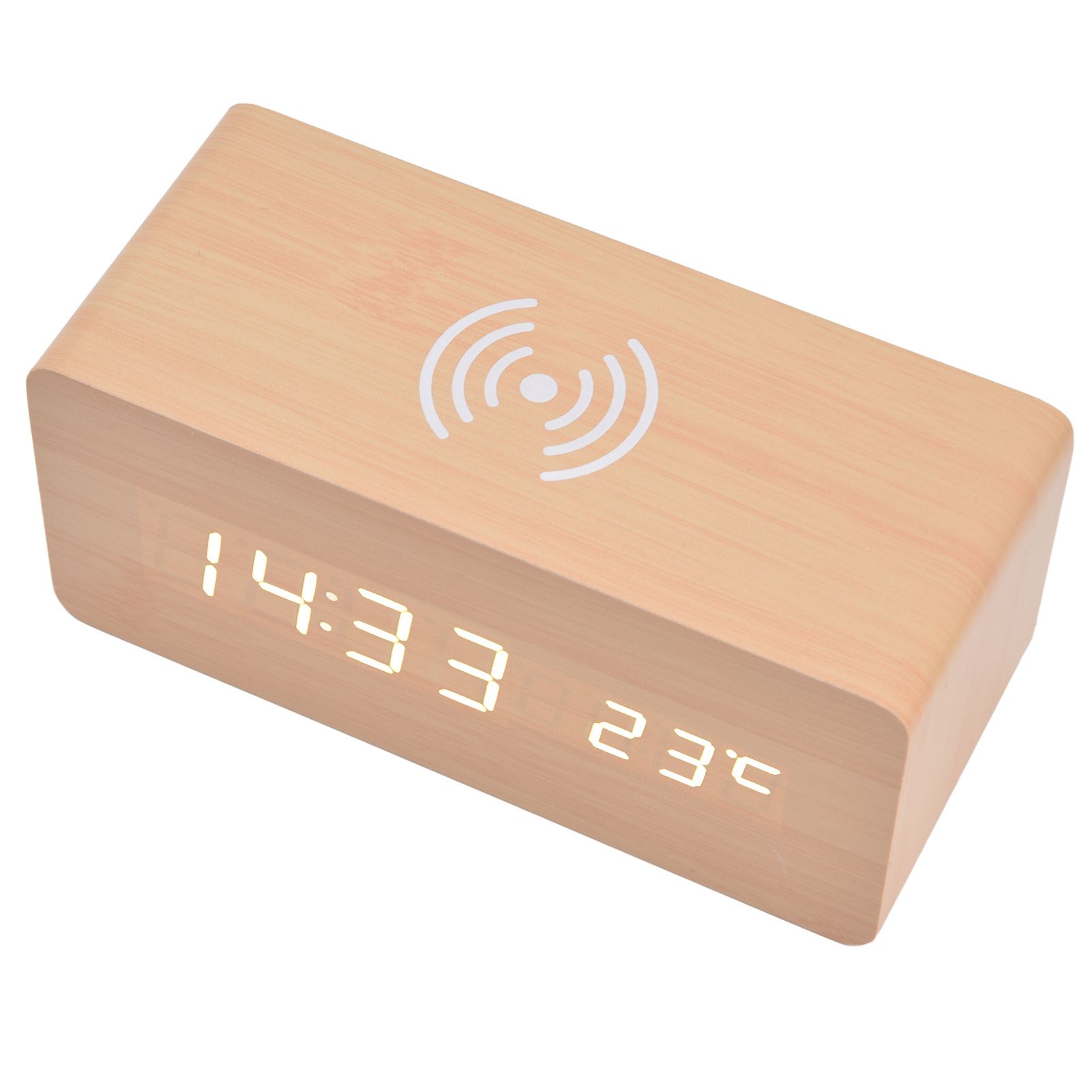Digital Alarm Clock Wireless Charging Automatic Temperature Detection Safe Stable LED Electronic ClockWhite - Image 2