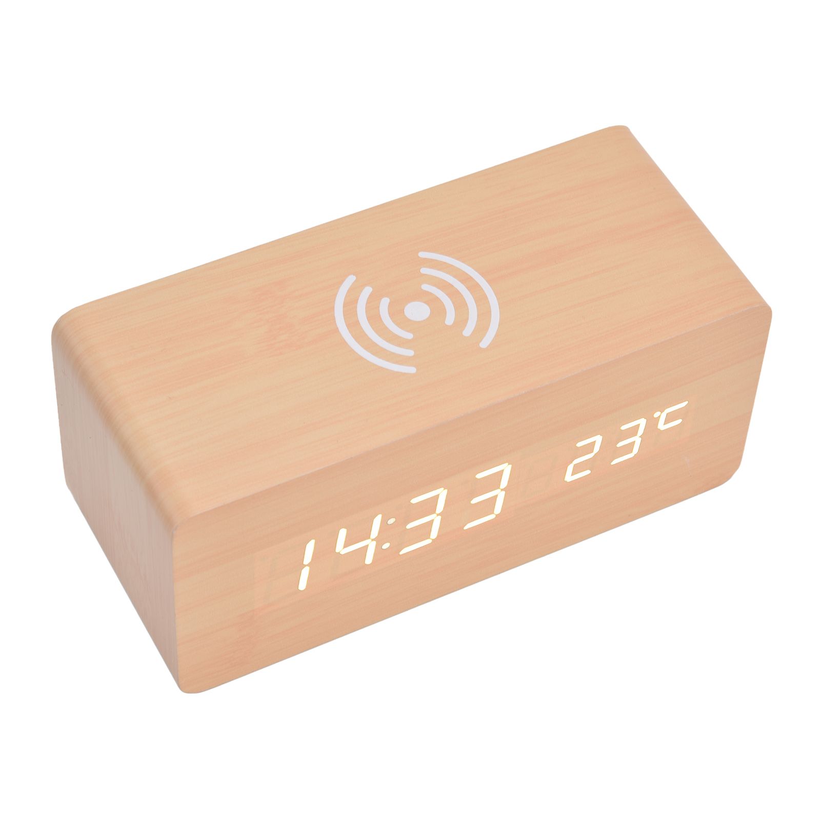 Digital Alarm Clock Wireless Charging Automatic Temperature Detection Safe Stable LED Electronic ClockWhite - Image 3