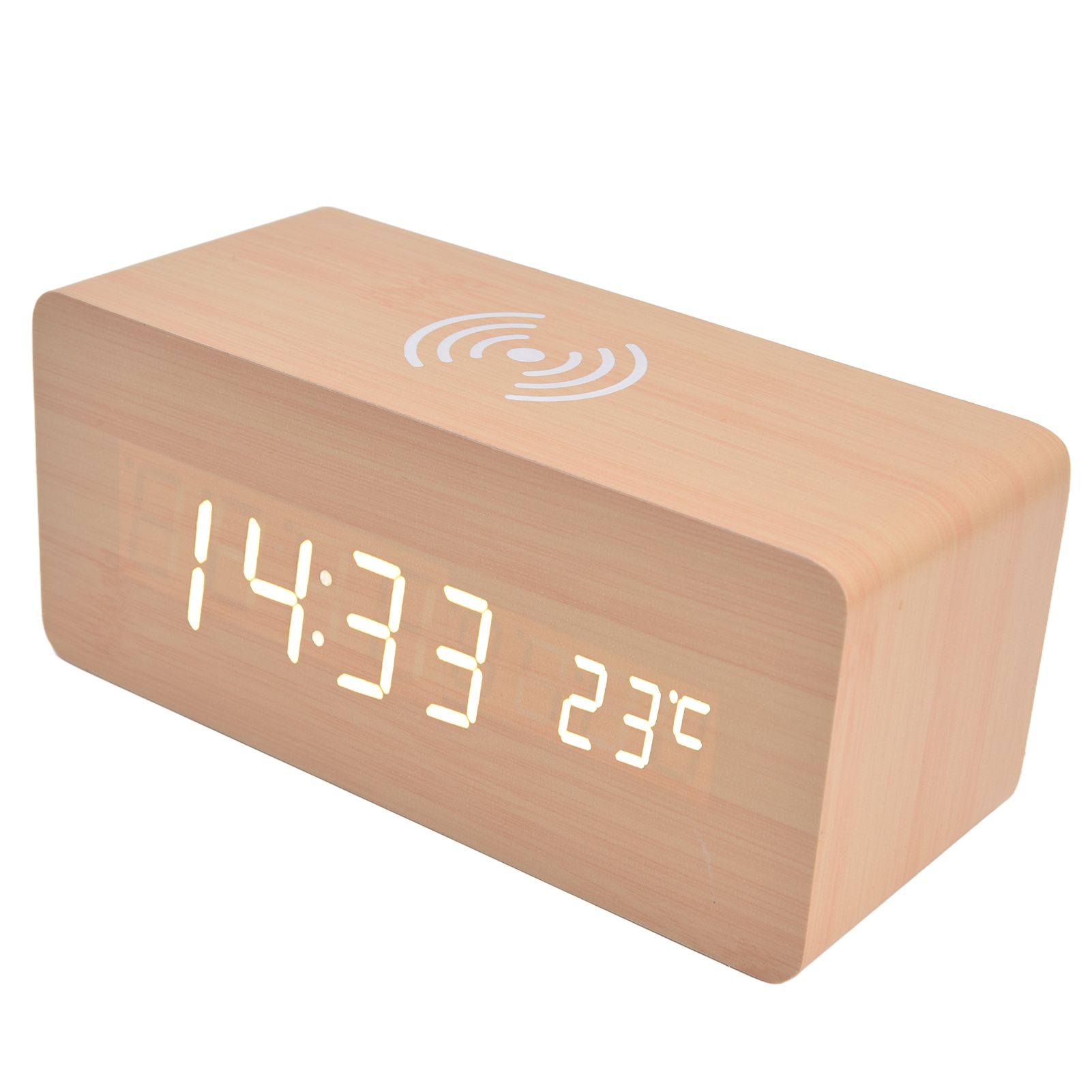 Digital Alarm Clock Wireless Charging Automatic Temperature Detection Safe Stable LED Electronic ClockWhite - Image 4