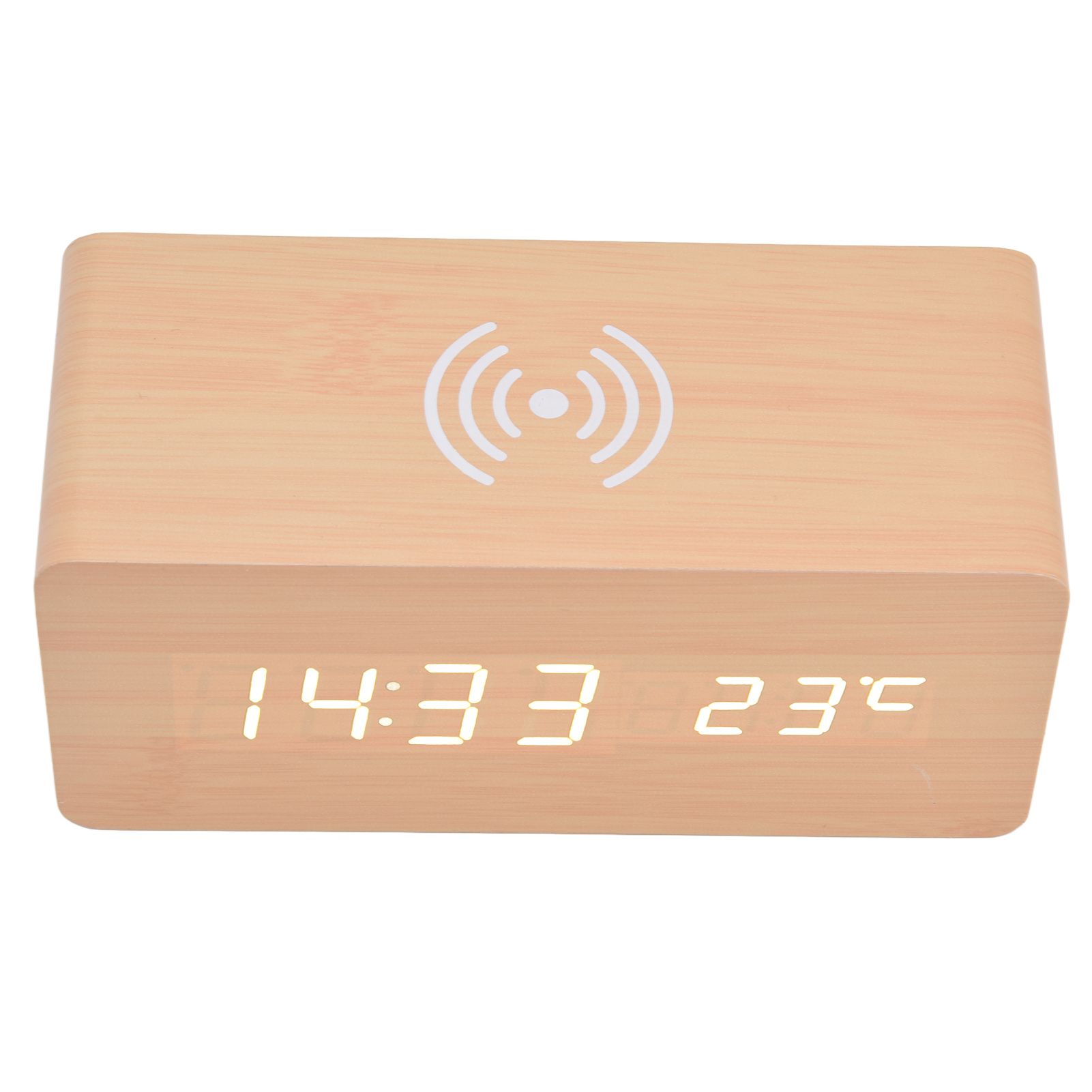 Digital Alarm Clock Wireless Charging Automatic Temperature Detection Safe Stable LED Electronic ClockWhite - Image 6