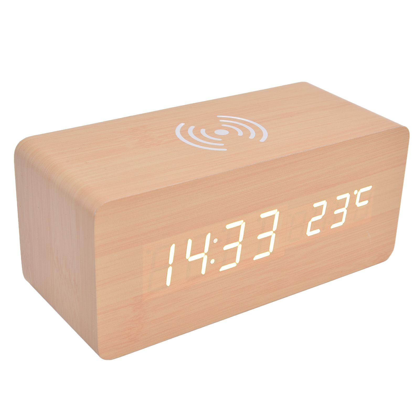 Digital Alarm Clock Wireless Charging Automatic Temperature Detection Safe Stable LED Electronic ClockWhite - Image 7
