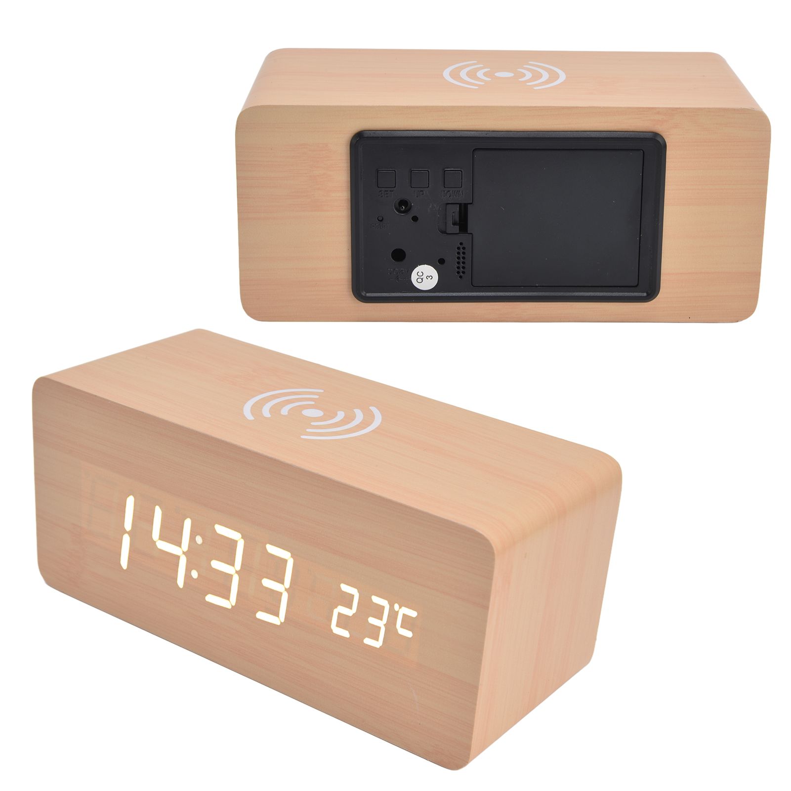 Digital Alarm Clock Wireless Charging Automatic Temperature Detection Safe Stable LED Electronic ClockWhite - Image 8