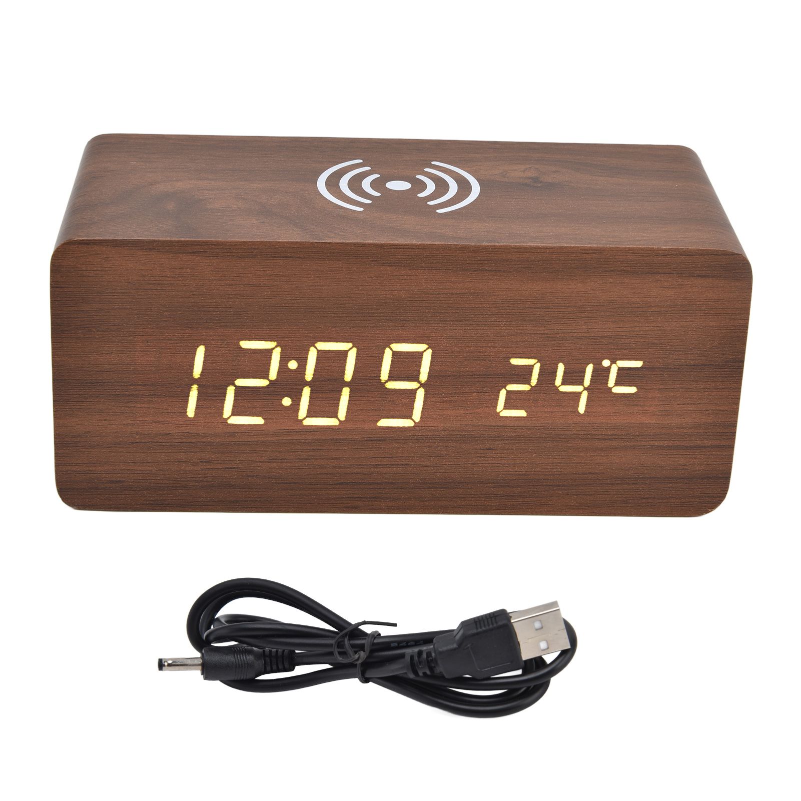 Digital Alarm Clock Wireless Charging Automatic Temperature Detection Safe Stable LED Electronic ClockRed - Image 1
