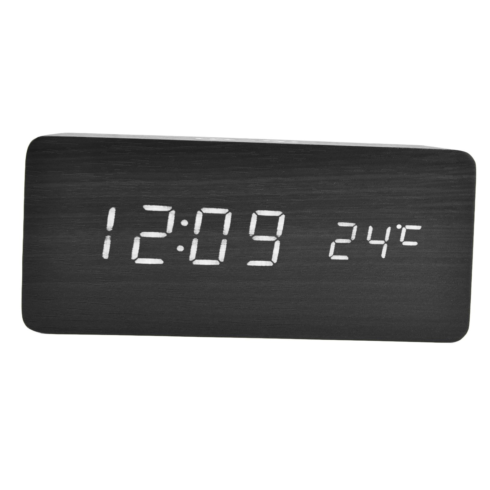 Digital Alarm Clock Wireless Charging Automatic Temperature Detection Safe Stable LED Electronic ClockBlack - Image 5