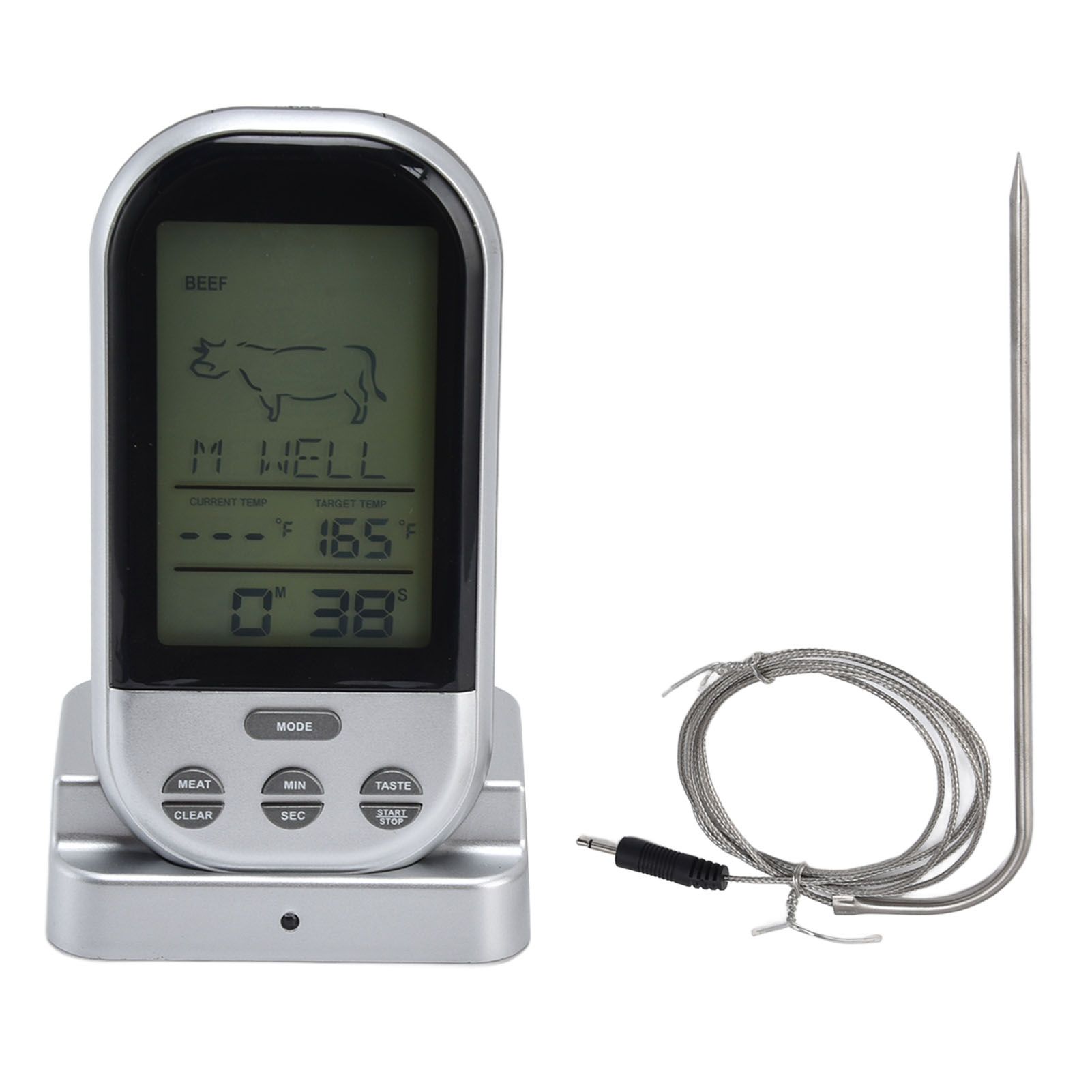 Wireless Thermometer Timer Overtime Alarm Function Practical Temperature Meter for Kitchen Barbecue Cooking - Image 1