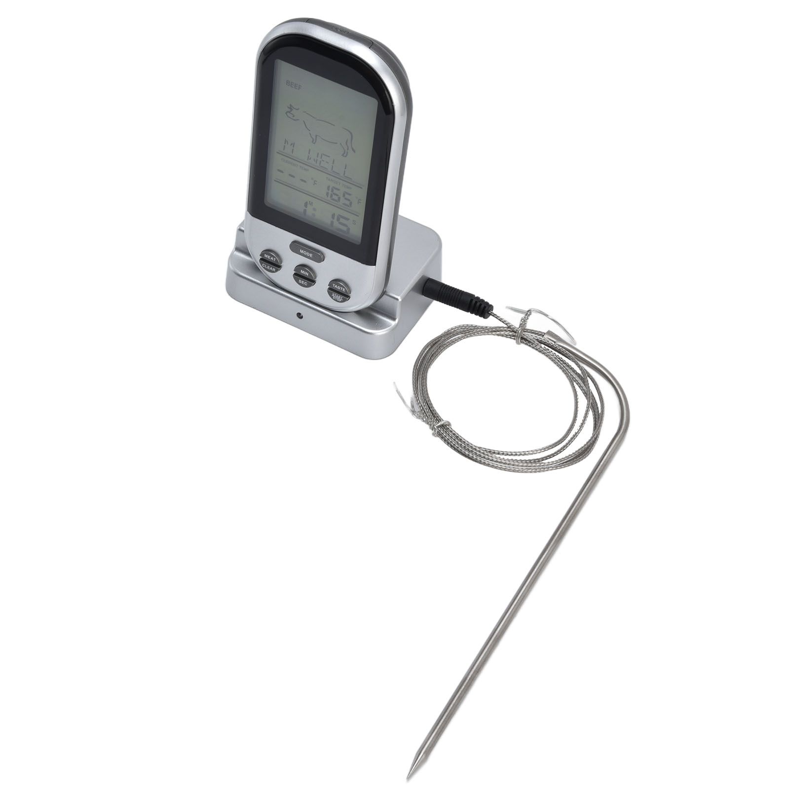 Wireless Thermometer Timer Overtime Alarm Function Practical Temperature Meter for Kitchen Barbecue Cooking - Image 2