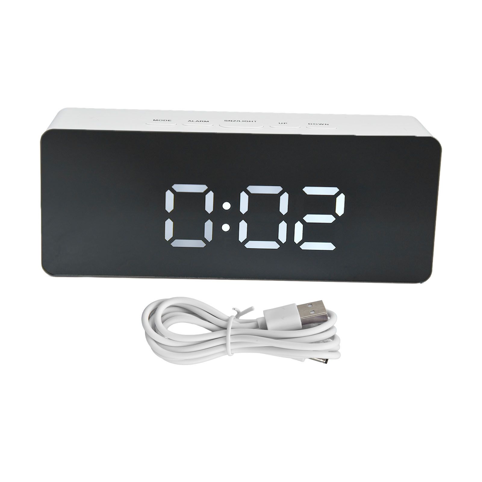 LED Clock Multifunctional USB Powered 3 Lighting Modes Snooze Time Celsius Fahrenheit Display Digital Alarm ClockWhite - Image 1