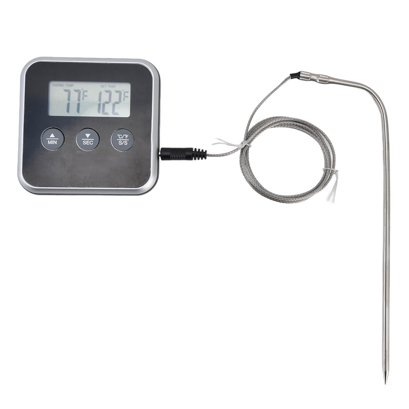 Meat Thermometer Smart 3 Buttons Digital LED Display Multifunctional Oven Thermometer with Probe for Cooking Baking BBQBlack - Image 1