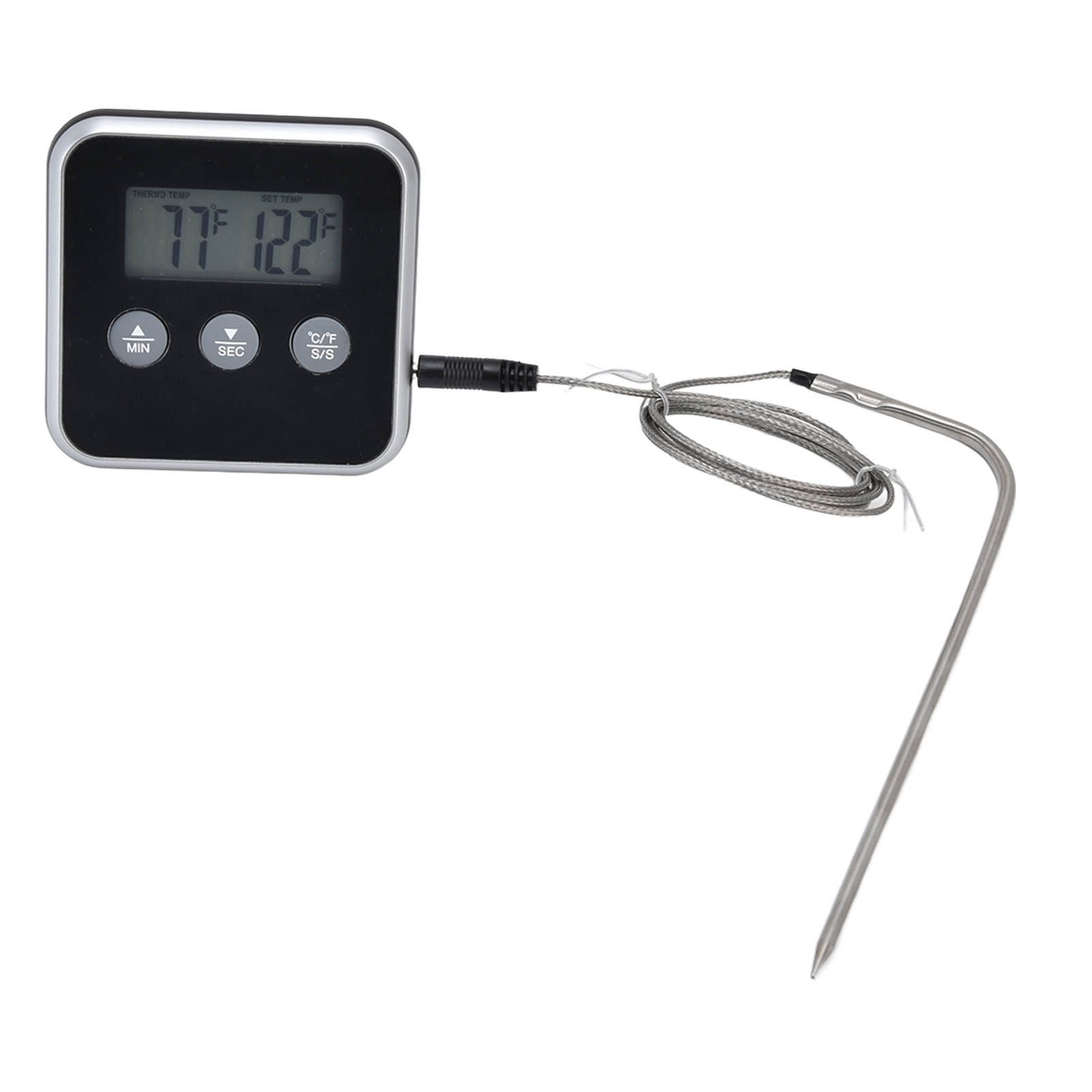 Meat Thermometer Smart 3 Buttons Digital LED Display Multifunctional Oven Thermometer with Probe for Cooking Baking BBQBlack - Image 2