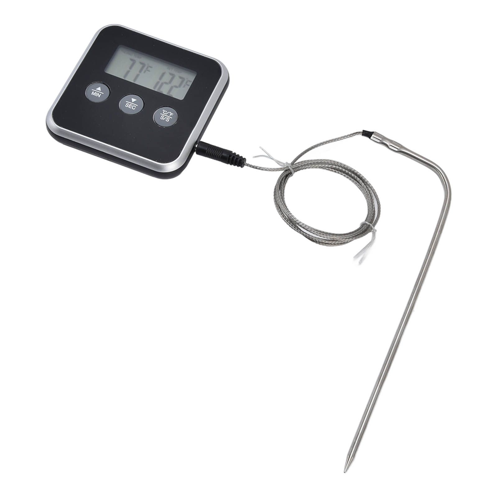 Meat Thermometer Smart 3 Buttons Digital LED Display Multifunctional Oven Thermometer with Probe for Cooking Baking BBQBlack - Image 3