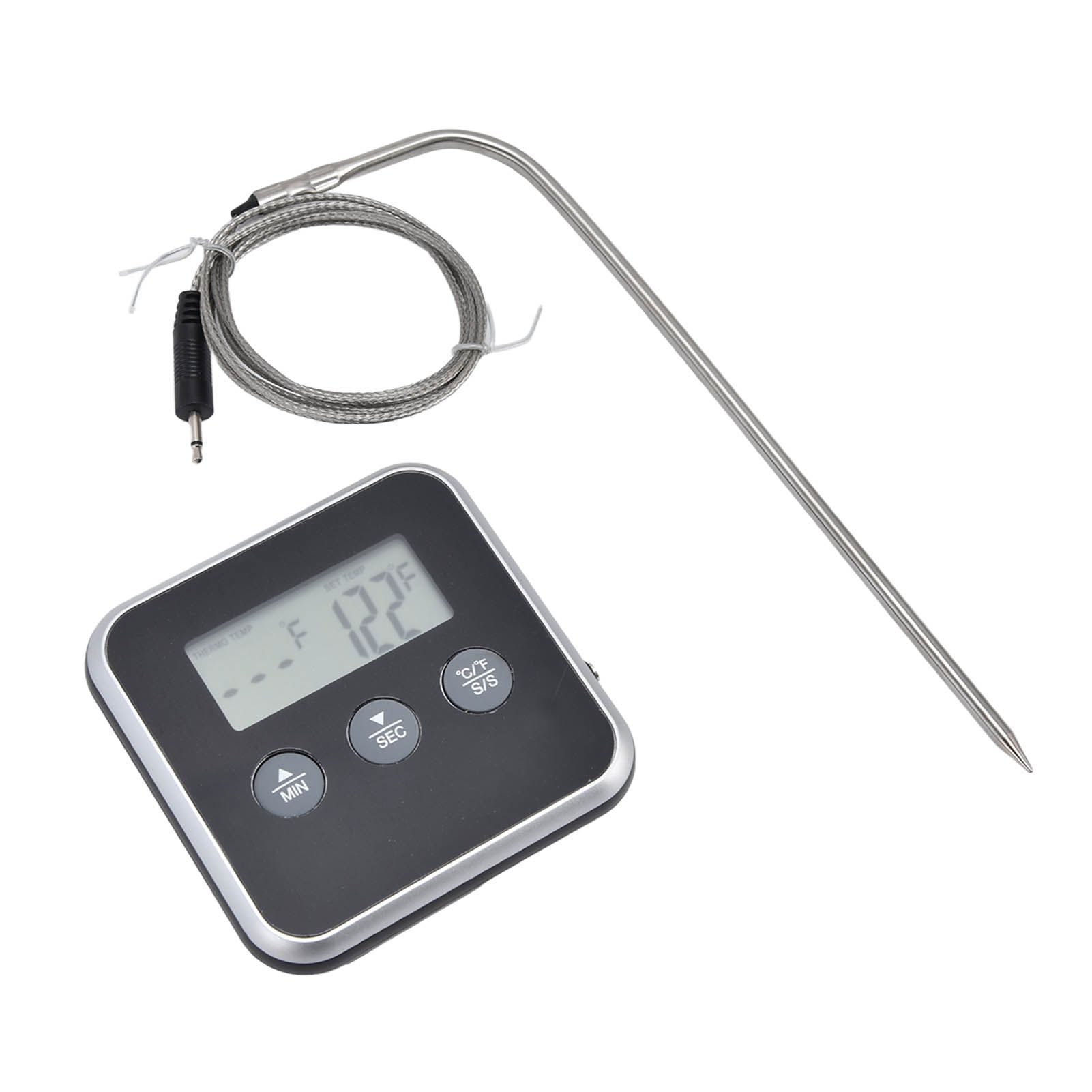 Meat Thermometer Smart 3 Buttons Digital LED Display Multifunctional Oven Thermometer with Probe for Cooking Baking BBQBlack - Image 4