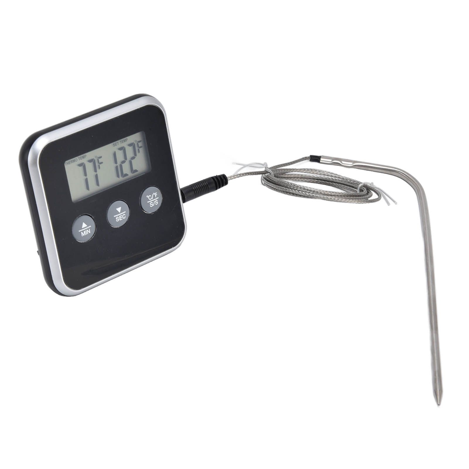 Meat Thermometer Smart 3 Buttons Digital LED Display Multifunctional Oven Thermometer with Probe for Cooking Baking BBQBlack - Image 5