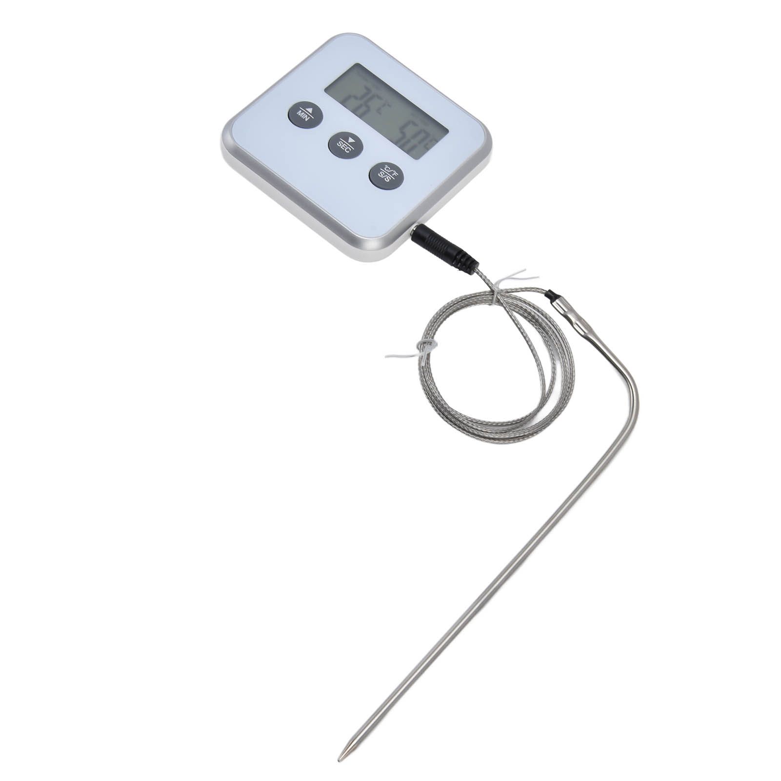 Meat Thermometer Smart 3 Buttons Digital LED Display Multifunctional Oven Thermometer with Probe for Cooking Baking BBQWhite - Image 2
