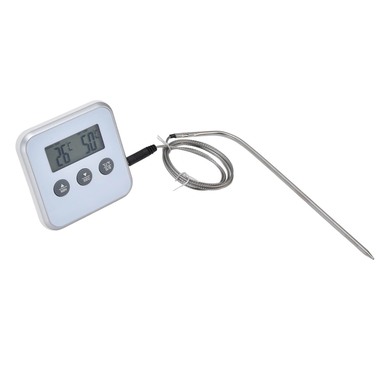 Meat Thermometer Smart 3 Buttons Digital LED Display Multifunctional Oven Thermometer with Probe for Cooking Baking BBQWhite - Image 4