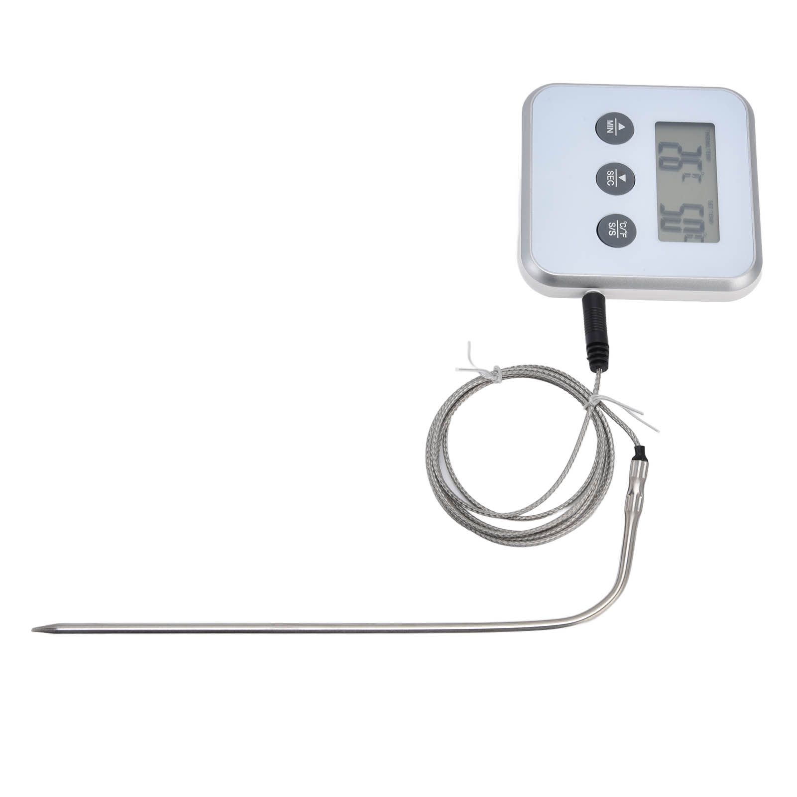 Meat Thermometer Smart 3 Buttons Digital LED Display Multifunctional Oven Thermometer with Probe for Cooking Baking BBQWhite - Image 5
