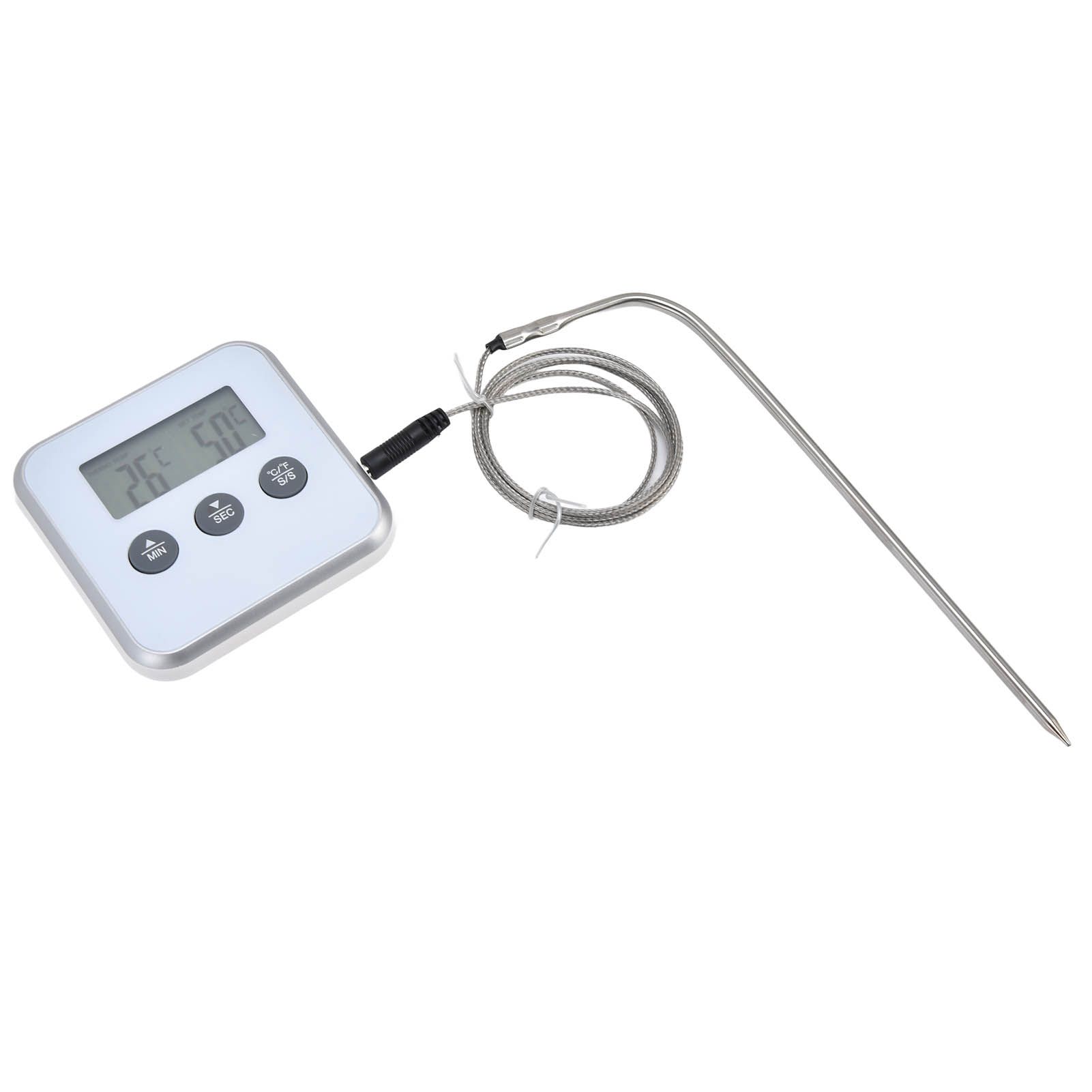 Meat Thermometer Smart 3 Buttons Digital LED Display Multifunctional Oven Thermometer with Probe for Cooking Baking BBQWhite - Image 7