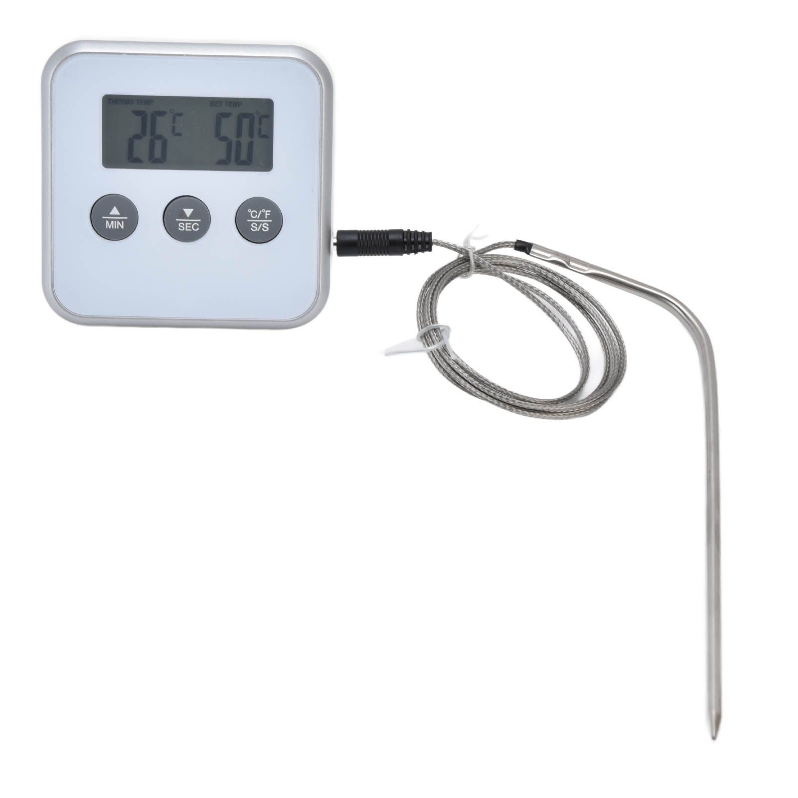 Meat Thermometer Smart 3 Buttons Digital LED Display Multifunctional Oven Thermometer with Probe for Cooking Baking BBQWhite - Image 8