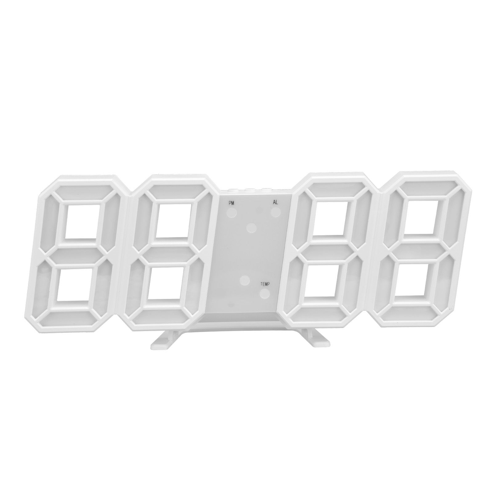 Digital Wall Clock Modern Design Temperature Display Alarm Function Sound Control Auto Sleep LED Wall ClockWhite Shell Blue Words - Image 4