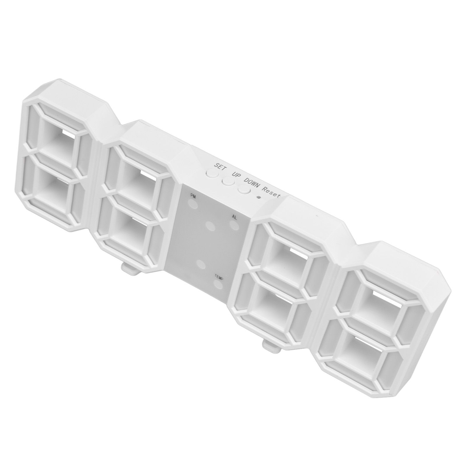 Digital Wall Clock Modern Design Temperature Display Alarm Function Sound Control Auto Sleep LED Wall ClockWhite Shell Blue Words - Image 6