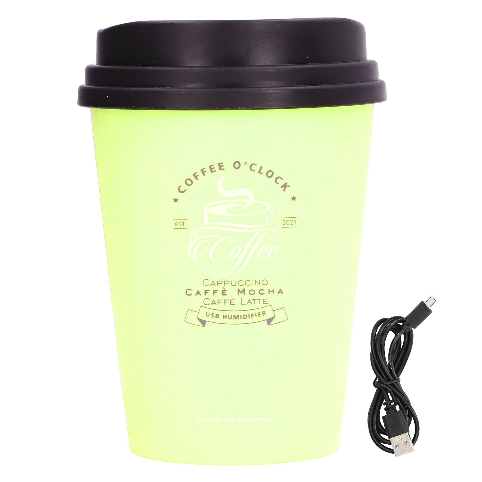 USB Humidifier 300ml Coffee Cup Low Noise Auto Off Compact Lightweight Space Saving Mini Humidifier for Car Home OfficeGreen - Image 1