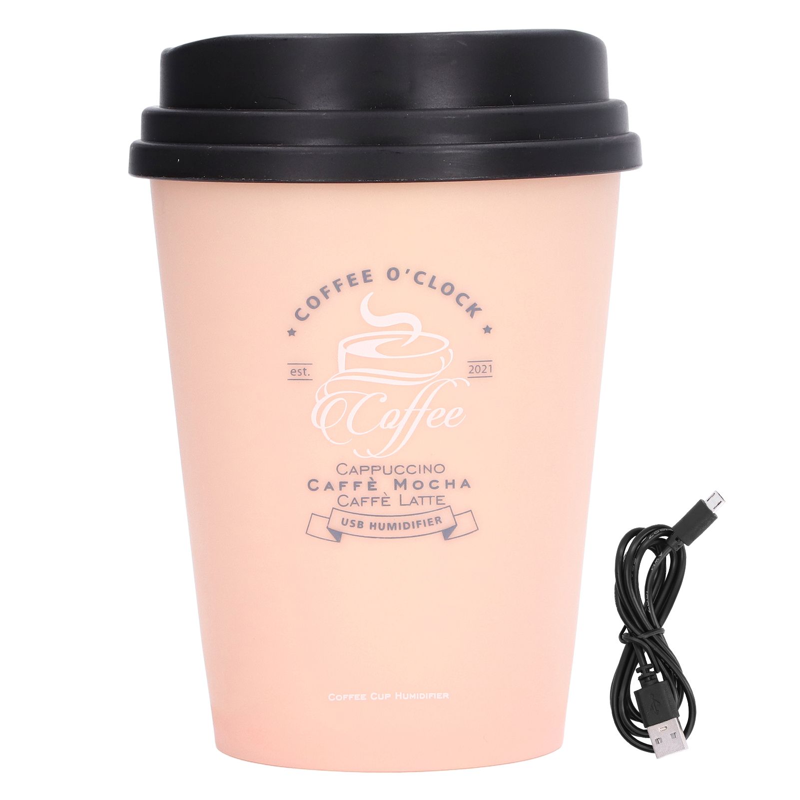 USB Humidifier 300ml Coffee Cup Low Noise Auto Off Compact Lightweight Space Saving Mini Humidifier for Car Home OfficePink - Image 1