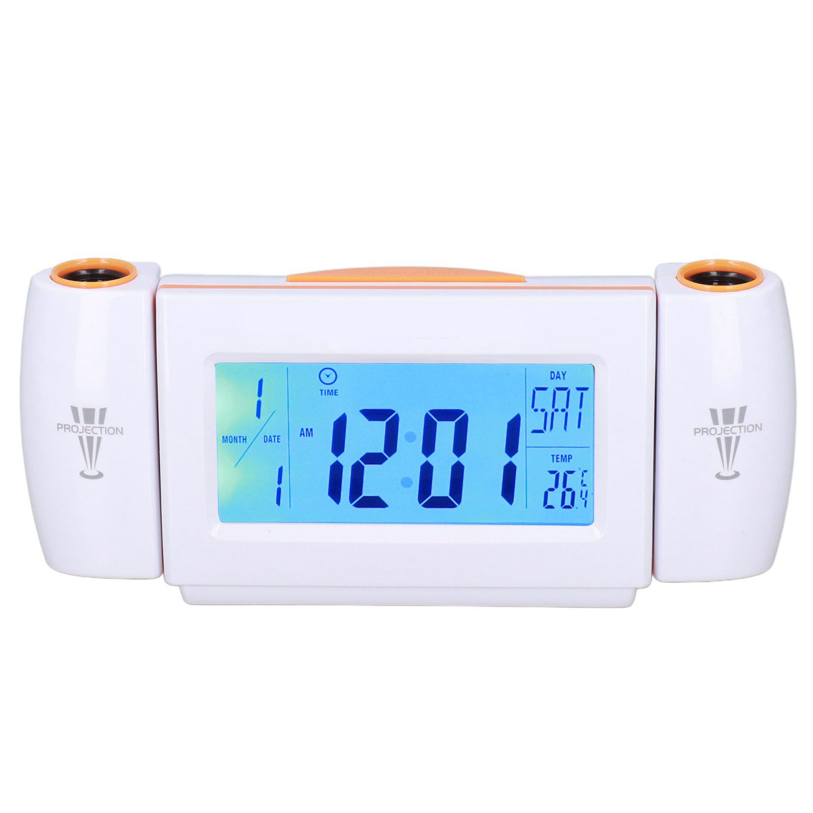 Projection Alarm Clock Glareless LED Night Light Voice Control Induction Temperature Display LED ClockWhite Orange - Image 2