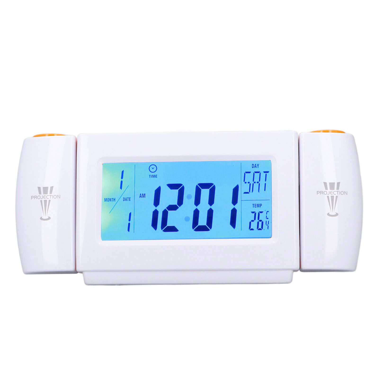 Projection Alarm Clock Glareless LED Night Light Voice Control Induction Temperature Display LED ClockWhite Orange - Image 3