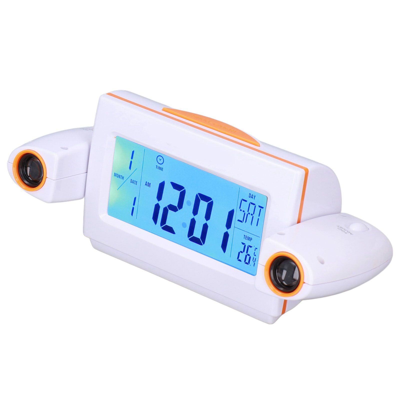 Projection Alarm Clock Glareless LED Night Light Voice Control Induction Temperature Display LED ClockWhite Orange - Image 4