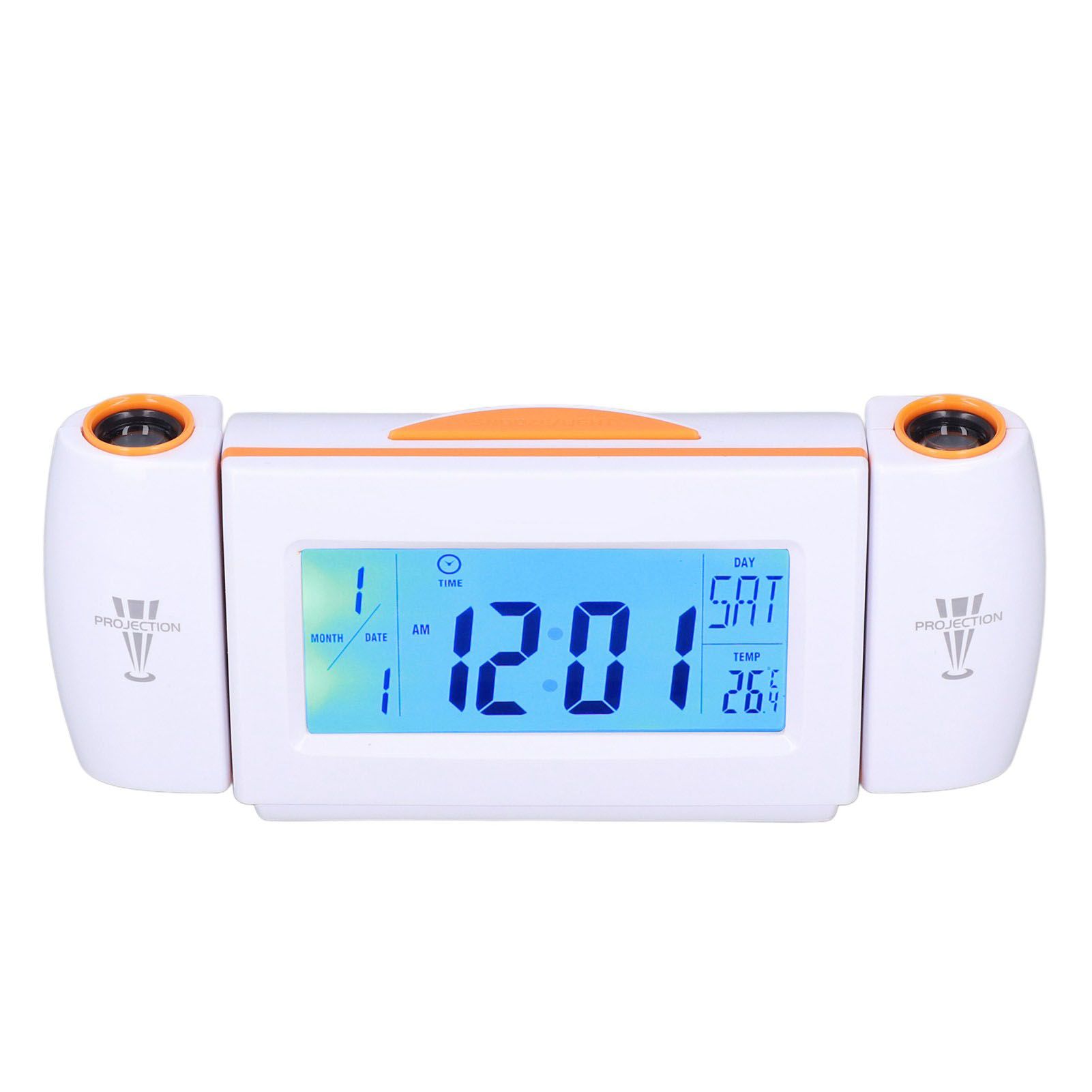 Projection Alarm Clock Glareless LED Night Light Voice Control Induction Temperature Display LED ClockWhite Orange - Image 5