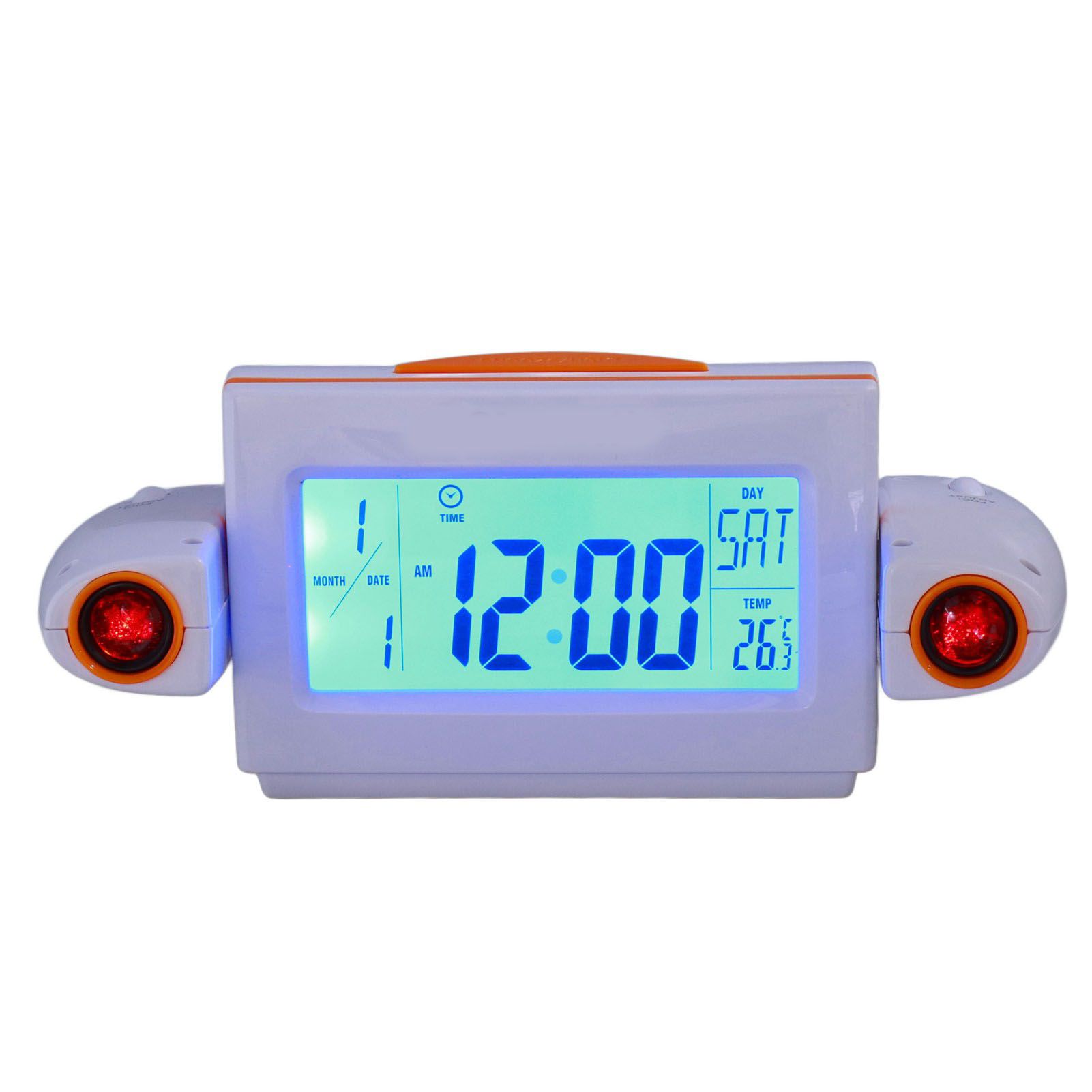 Projection Alarm Clock Glareless LED Night Light Voice Control Induction Temperature Display LED ClockWhite Orange - Image 6