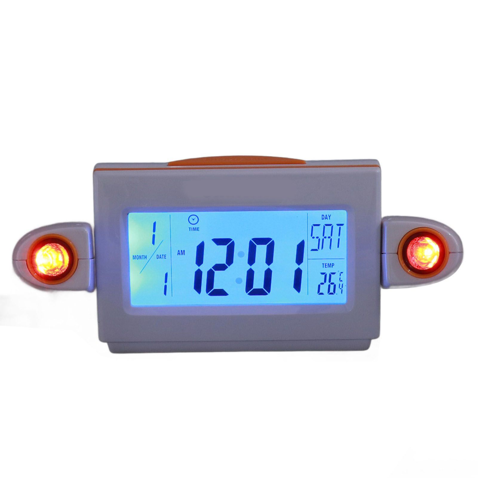 Projection Alarm Clock Glareless LED Night Light Voice Control Induction Temperature Display LED ClockWhite Orange - Image 7