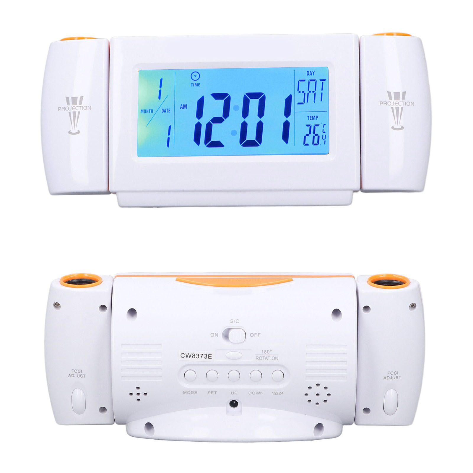 Projection Alarm Clock Glareless LED Night Light Voice Control Induction Temperature Display LED ClockWhite Orange - Image 8