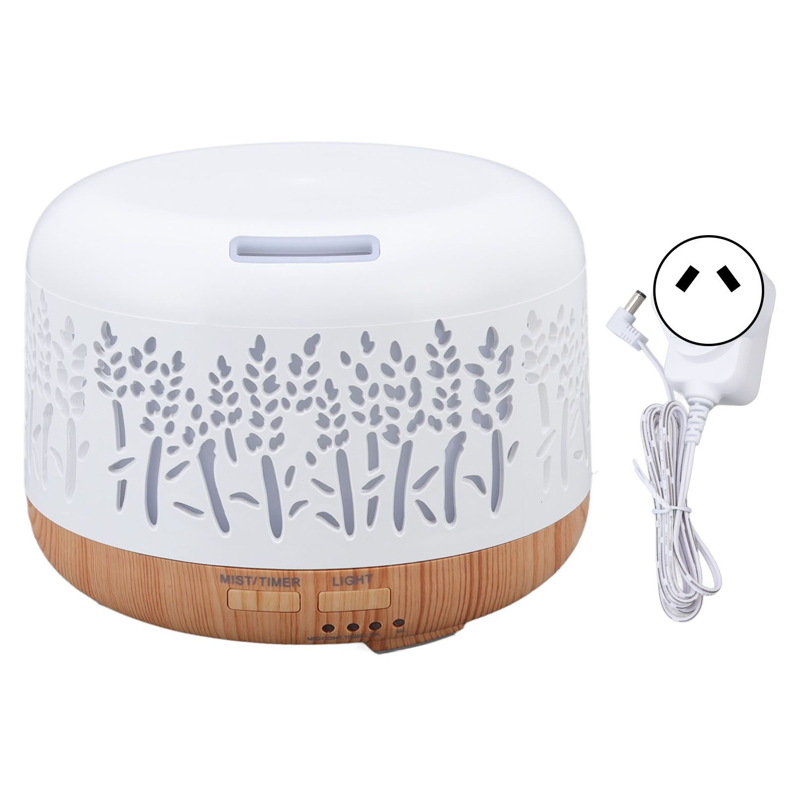 Desktop Humidifier 300ml Wood Grain Design Low Noise Aromatherapy Humidifier with LED Color Light 100‑240V AU Plug - Image 1