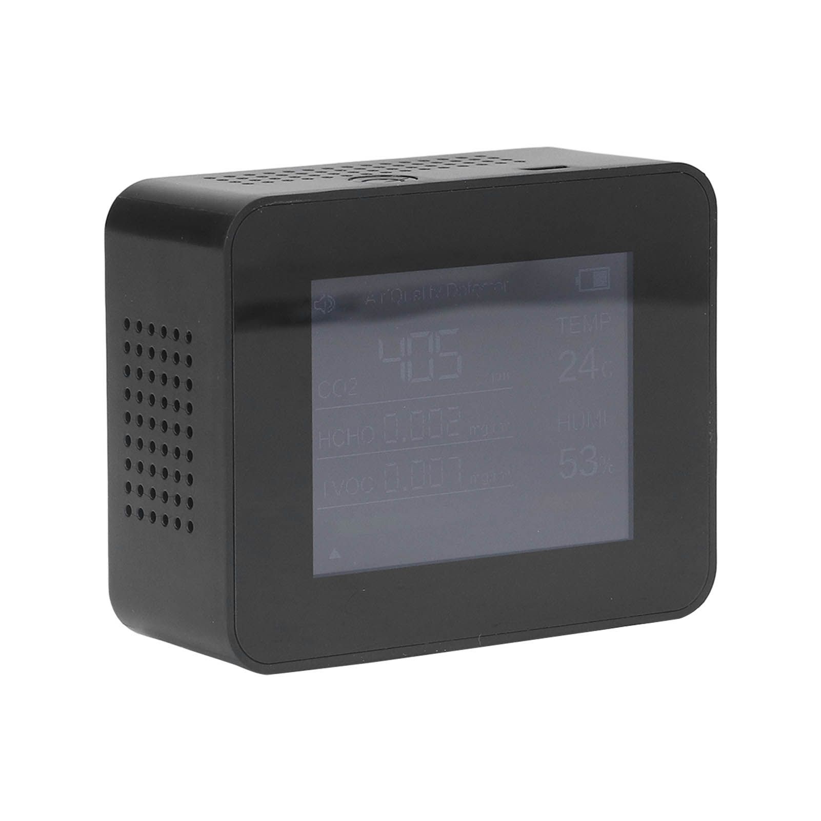 Portable Carbon Dioxide Detector USB Charging Temperature and Humidity Tester with Color Screen Display for Home Black - Image 5