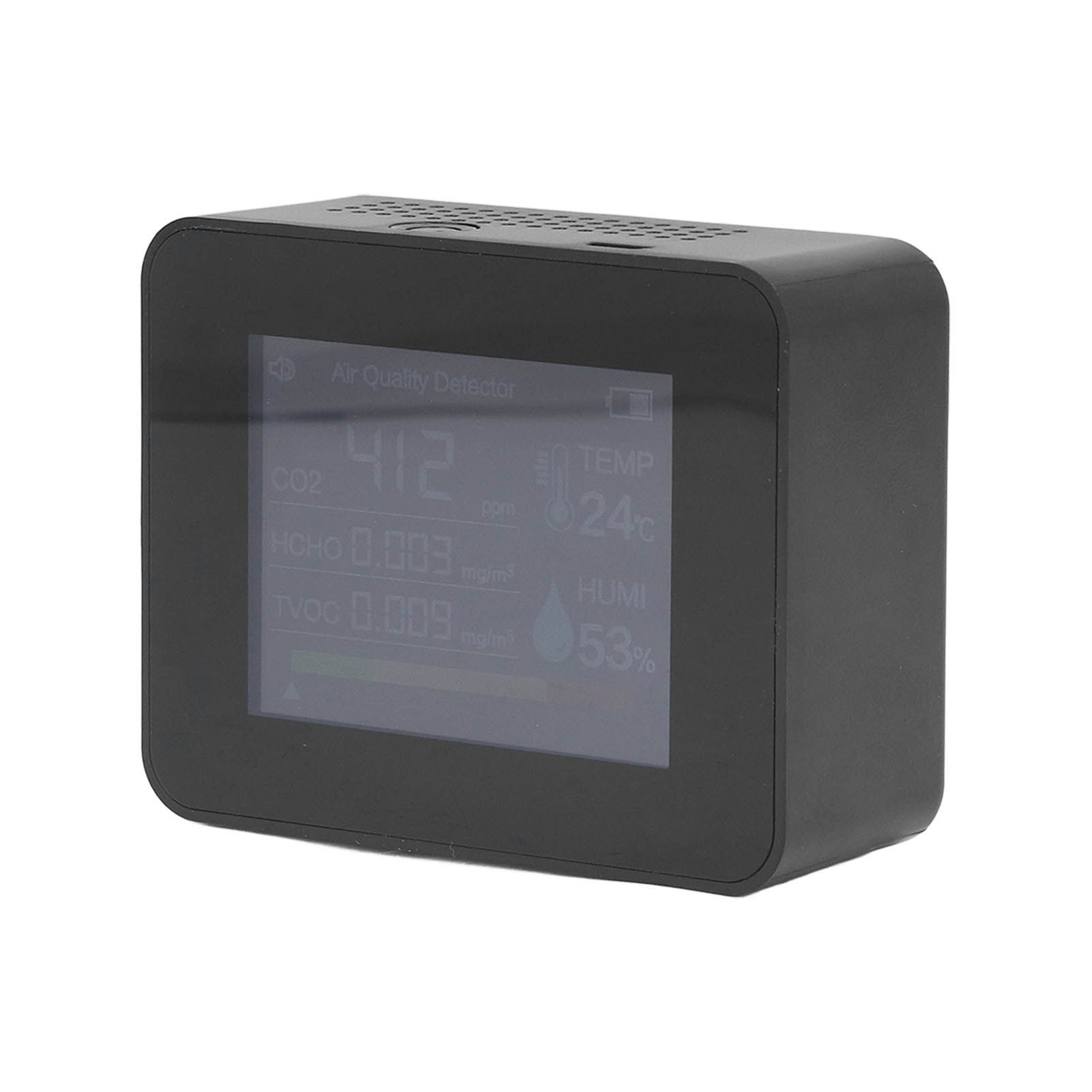 Portable Carbon Dioxide Detector USB Charging Temperature and Humidity Tester with Color Screen Display for Home Black - Image 6