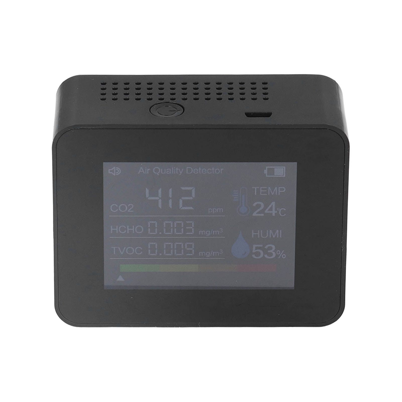 Portable Carbon Dioxide Detector USB Charging Temperature and Humidity Tester with Color Screen Display for Home Black - Image 7
