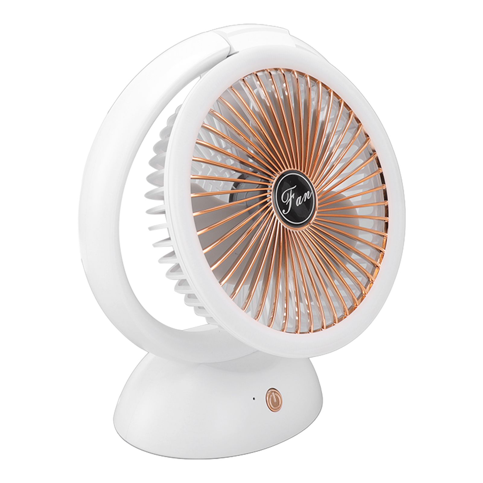 Foldable Fan with LED Light 2 in 1 Warm Light Low Noise Portable Rechargeable 4 Speed Lighting Desk Fan - Image 3