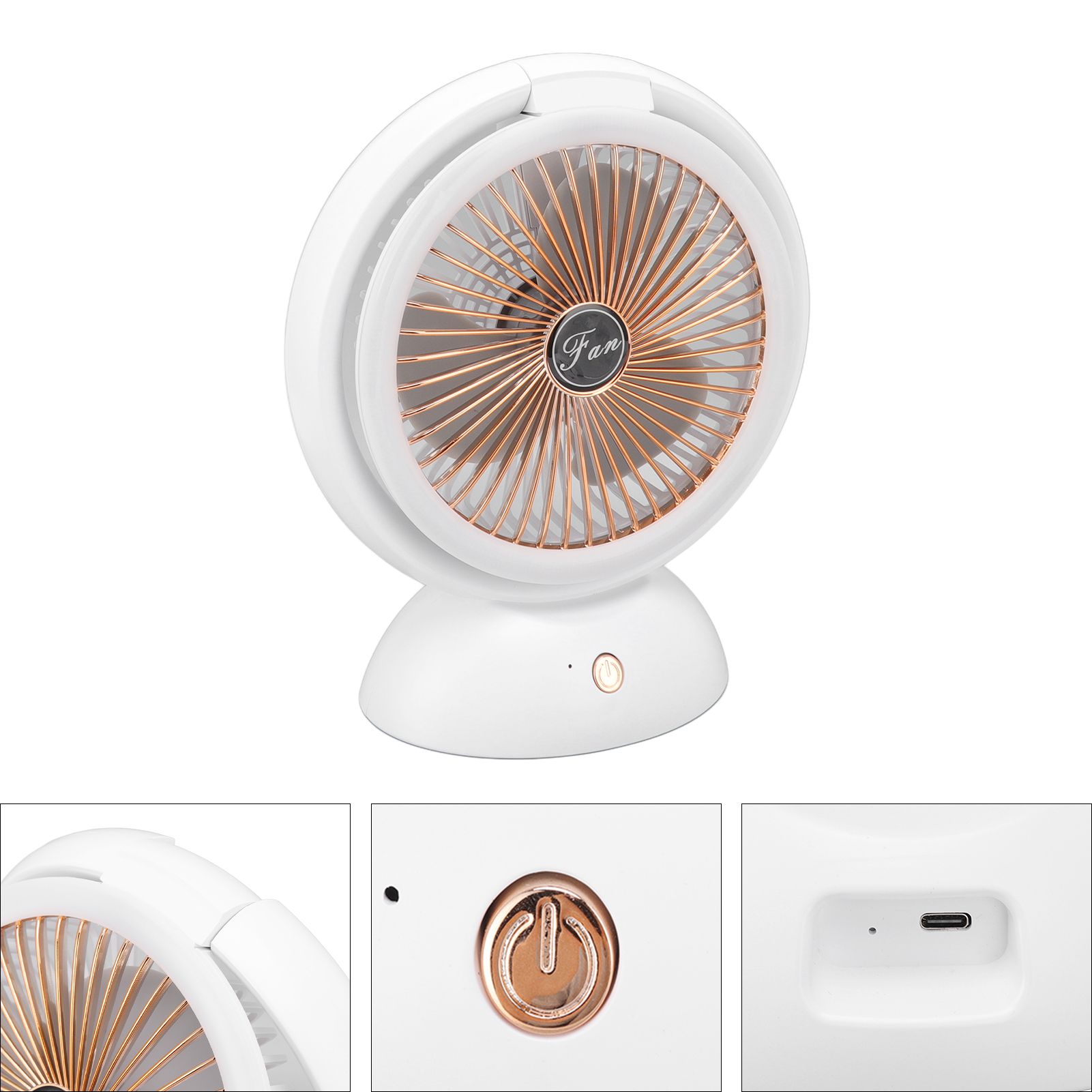 Foldable Fan with LED Light 2 in 1 Warm Light Low Noise Portable Rechargeable 4 Speed Lighting Desk Fan - Image 8