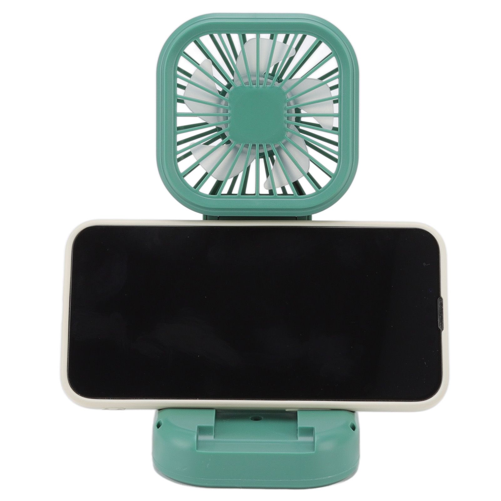 Portable Folding Fan 3 Level Wind Speed USB Powered Rechargeable Rotatable Handheld Desktop Small Fan Green - Image 7