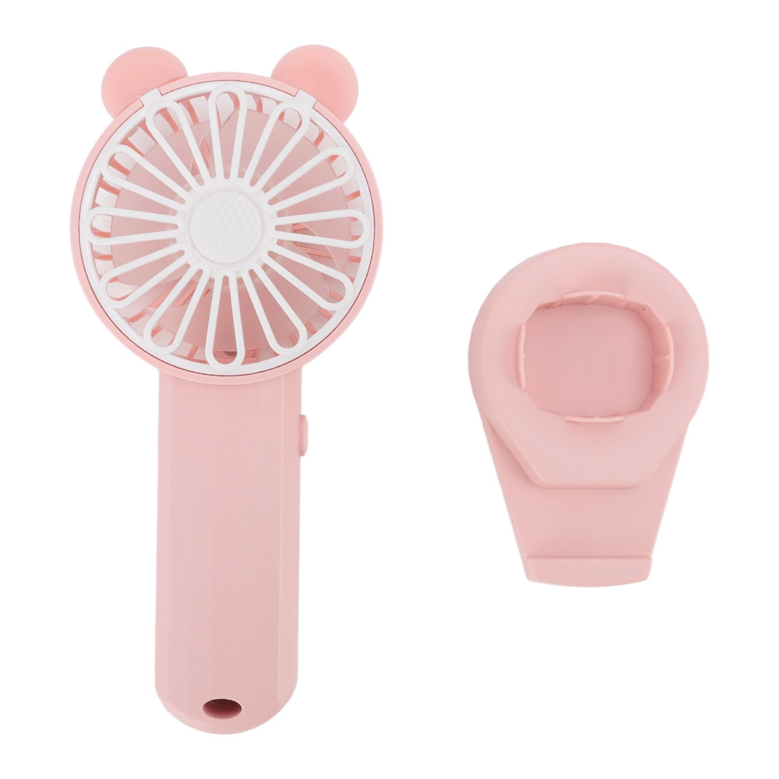 Handheld Fan Strong Natural Wind USB Charging 5 Blades Detachable Base Mini Portable Fan for Home Office Travel Pink - Image 2
