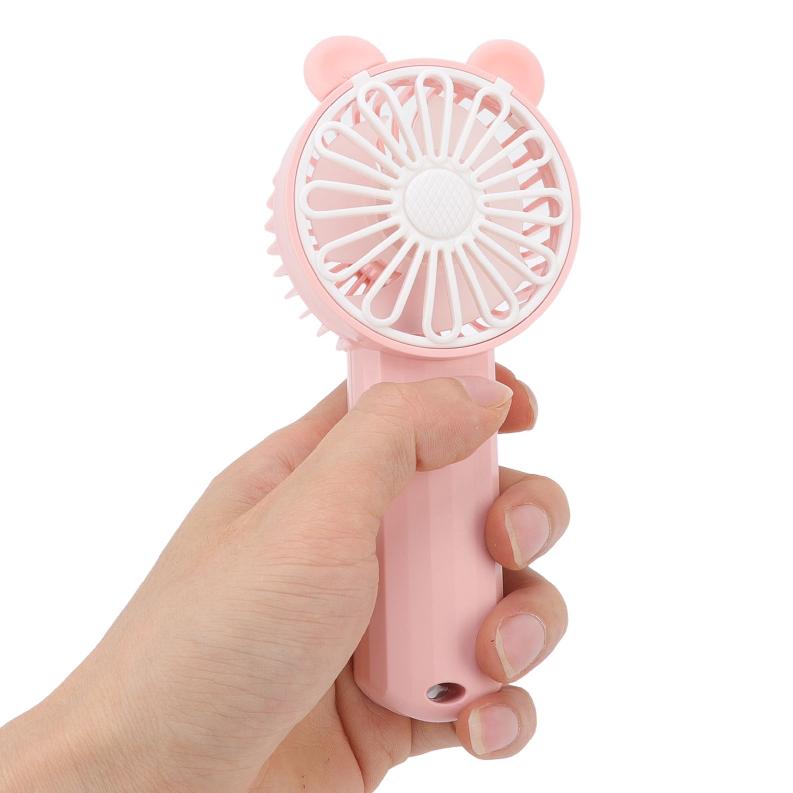 Handheld Fan Strong Natural Wind USB Charging 5 Blades Detachable Base Mini Portable Fan for Home Office Travel Pink - Image 7